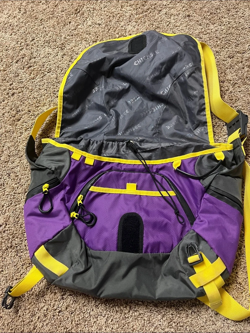 Purple and Yellow Messenger Bag for Men by